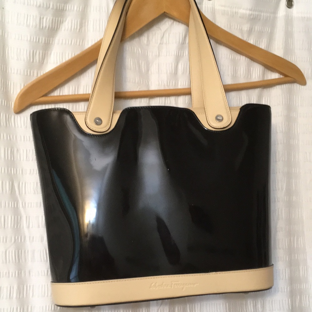 Salvatore Ferragamo Black and Tan Women's Tote Bag